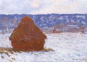 Claude Monet Grainstack in Overcast Weather,Snwo Effect Spain oil painting artist